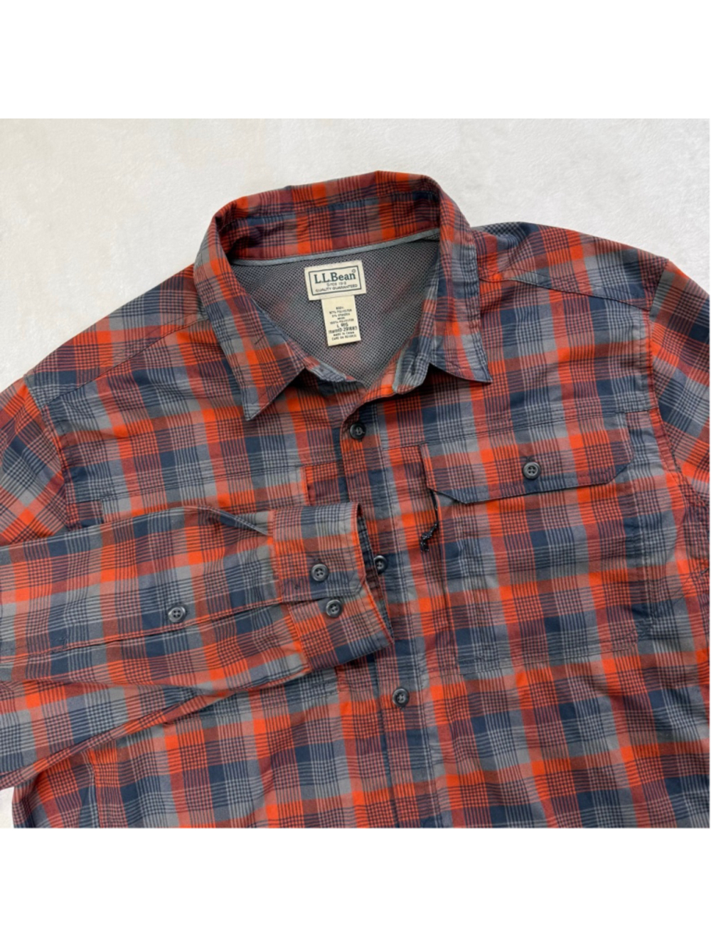 Men's L.L.Bean Plaid Casual Outdoors Button Down Shirt Large Double Pockets